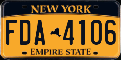 NY license plate FDA4106