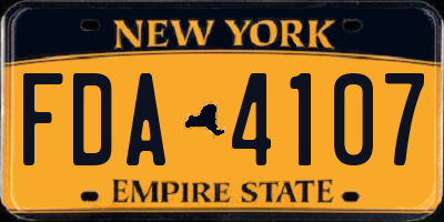 NY license plate FDA4107