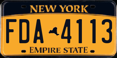 NY license plate FDA4113