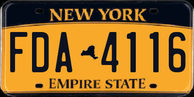 NY license plate FDA4116