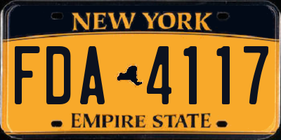 NY license plate FDA4117
