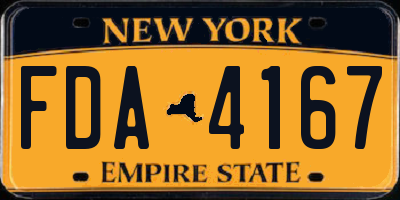 NY license plate FDA4167