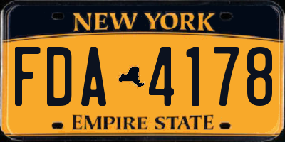 NY license plate FDA4178
