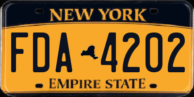 NY license plate FDA4202
