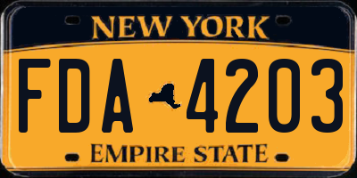 NY license plate FDA4203