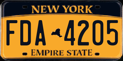 NY license plate FDA4205