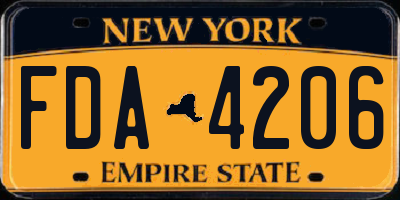 NY license plate FDA4206