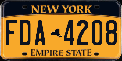 NY license plate FDA4208