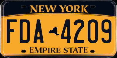 NY license plate FDA4209
