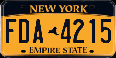 NY license plate FDA4215