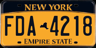 NY license plate FDA4218