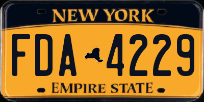 NY license plate FDA4229