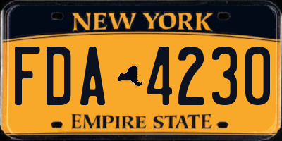 NY license plate FDA4230