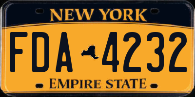 NY license plate FDA4232