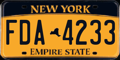 NY license plate FDA4233