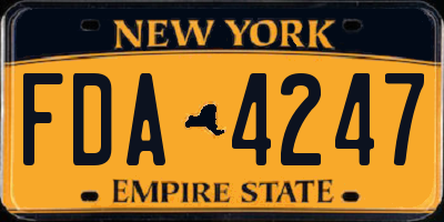 NY license plate FDA4247