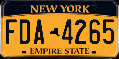 NY license plate FDA4265
