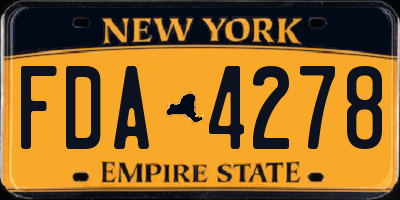 NY license plate FDA4278