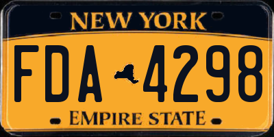 NY license plate FDA4298