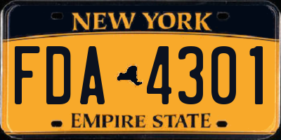 NY license plate FDA4301