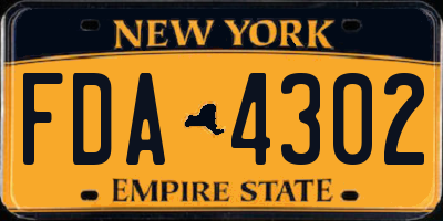 NY license plate FDA4302