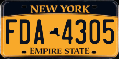 NY license plate FDA4305