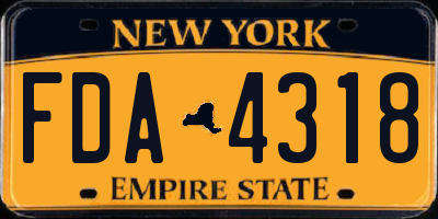 NY license plate FDA4318
