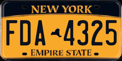 NY license plate FDA4325