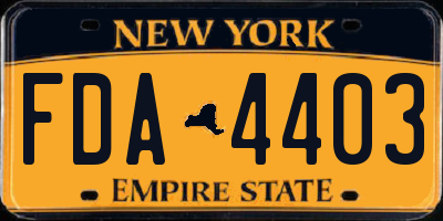 NY license plate FDA4403