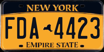 NY license plate FDA4423