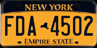 NY license plate FDA4502