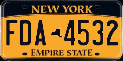 NY license plate FDA4532
