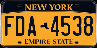 NY license plate FDA4538