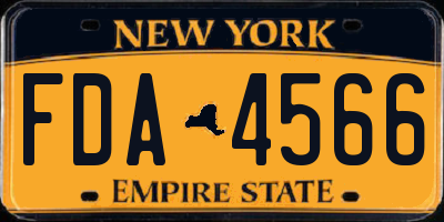 NY license plate FDA4566