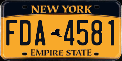 NY license plate FDA4581