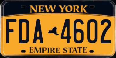 NY license plate FDA4602