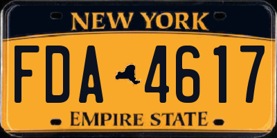NY license plate FDA4617