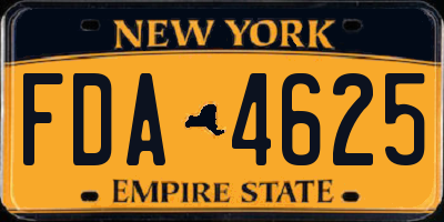 NY license plate FDA4625