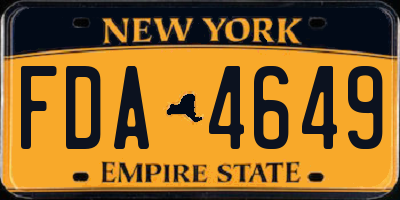 NY license plate FDA4649