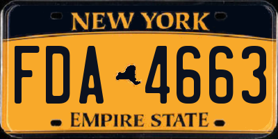 NY license plate FDA4663