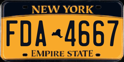 NY license plate FDA4667