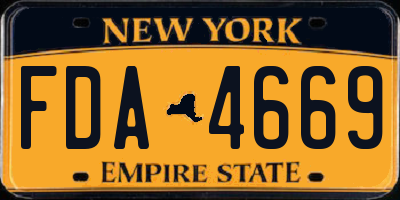 NY license plate FDA4669