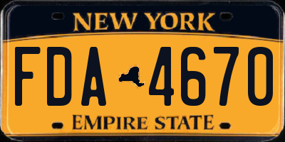 NY license plate FDA4670
