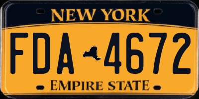 NY license plate FDA4672