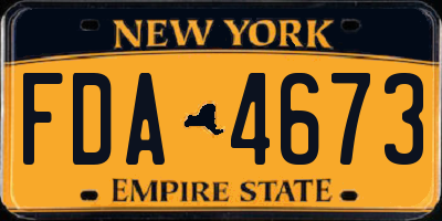 NY license plate FDA4673