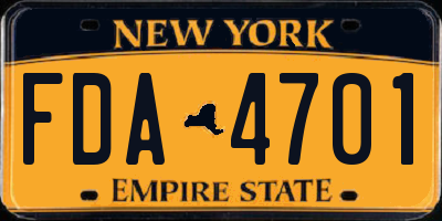 NY license plate FDA4701