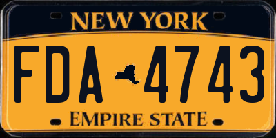 NY license plate FDA4743