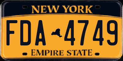 NY license plate FDA4749