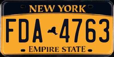 NY license plate FDA4763