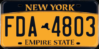 NY license plate FDA4803